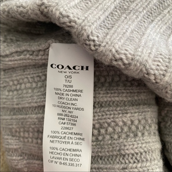 Coach 100% Cashmere Seed Stich Hat - Picture 4 of 5
